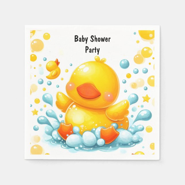 Toy Pool Foam Bash Twin Rubber Duck Baby Shower Napkin (Front)