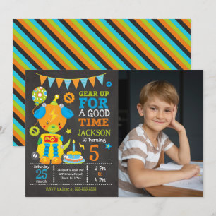 Toy Puppy Robot Boy Birthday Party Photo Invitation