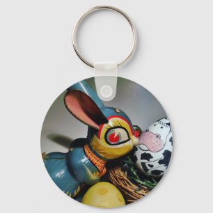 Toy Rabbit and  cow egg Key Ring