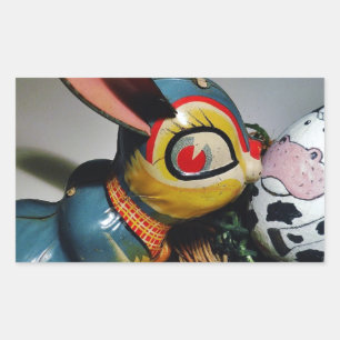Toy Rabbit and  cow egg Rectangular Sticker