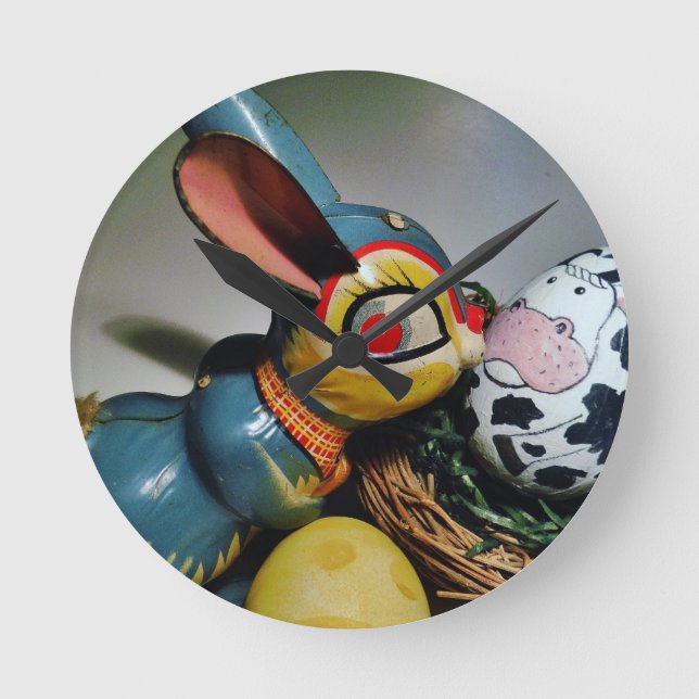 Toy Rabbit and  cow egg Round Clock (Front)