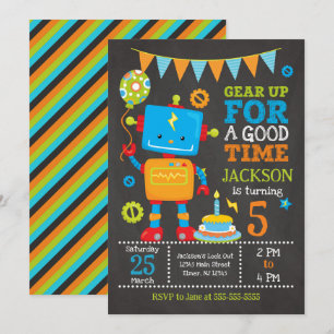 Toy Robot Boy Birthday Party Invitation