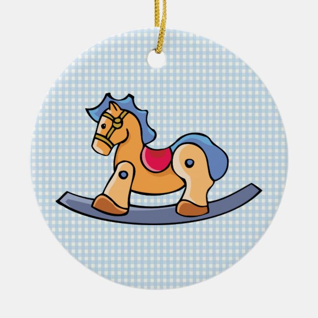 Toy Rocking Horse Ceramic Tree Decoration (Front)
