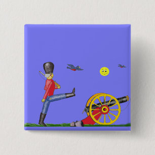 Toy Soldier and Toy Cannon...Button. 15 Cm Square Badge