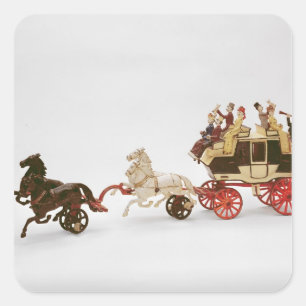 Toy stagecoach square sticker