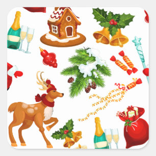 Toy Story Merry Christmas Pattern Cute Square Sticker