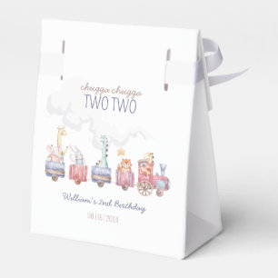 Toy Train All Aboard Birthday invite, Zoo Animals Favour Box