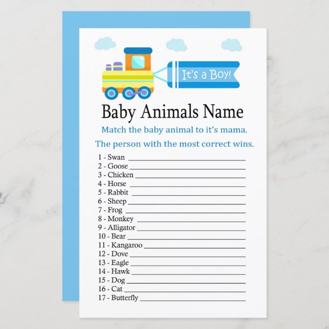 Toy Train Baby Animals Name Game (Front/Back)