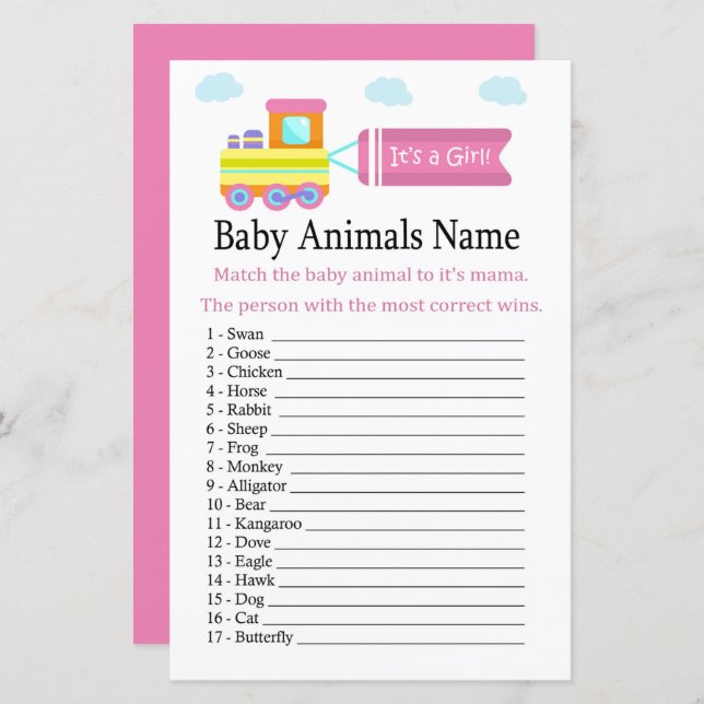 Toy Train Baby Animals Name Game (Front/Back)