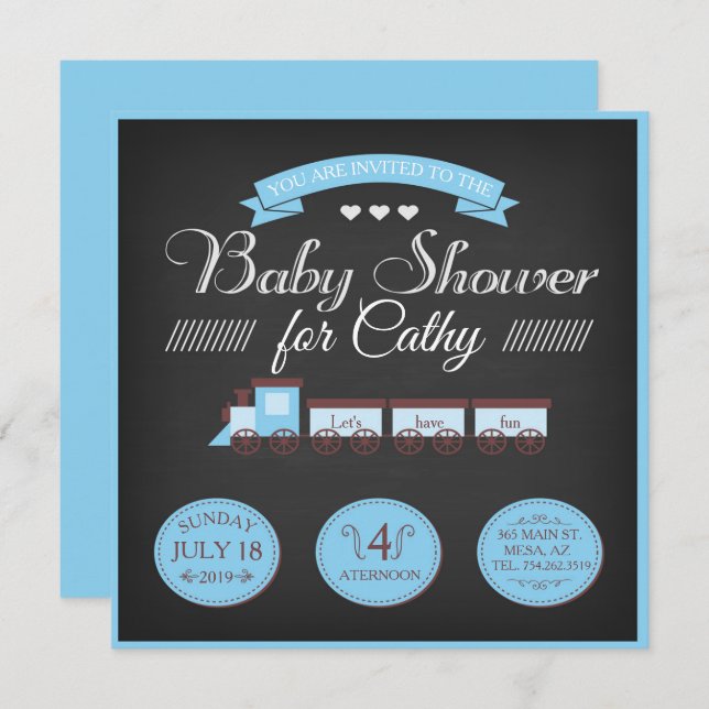 Toy Train Baby Shower Invite (Front/Back)