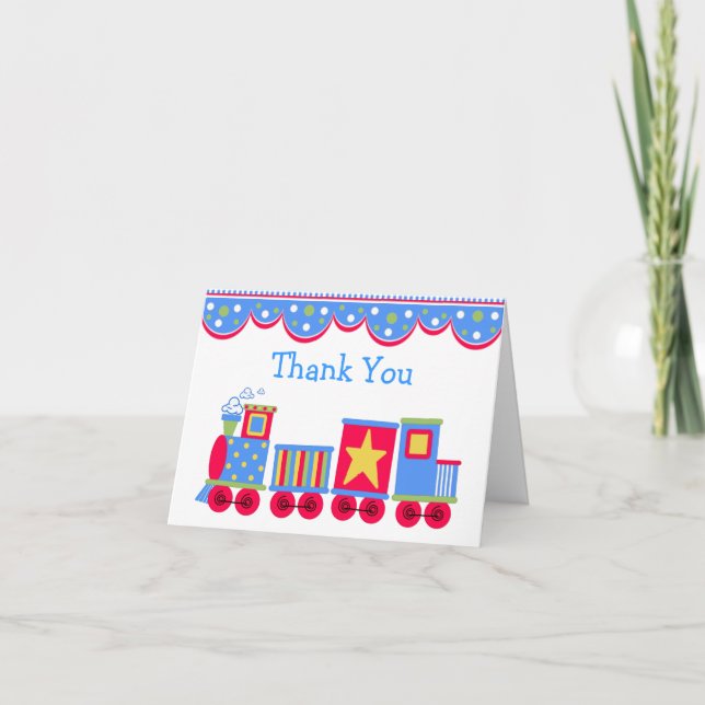 Toy Train Baby Thank You Card (Front)