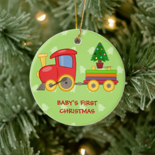 Toy Train, Baby's First Christmas Ceramic Tree Decoration