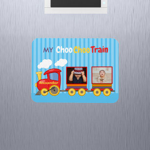 Toy train birthday boys personalised photo magnet