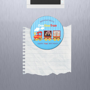Toy train birthday boys personalised photo magnet