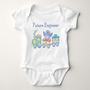 Toy Train Bluebird for Future Engineer Baby Baby Bodysuit