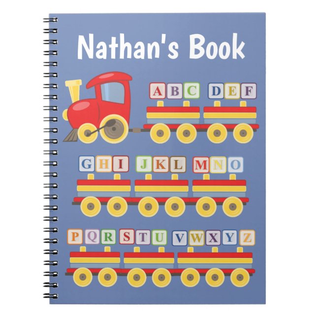 Toy Train Carrying Alphabet Blocks Personalised Notebook (Front)