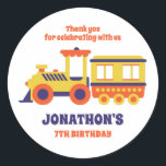 Toy Train for Kids Boys Birthday Party Favour Classic Round Sticker<br><div class="desc">Cute party favours for kids,  boys or girls who train and railway. Perfect for kids birthday party,  party favours and thank you label. You can also customise the text for baby shower or other occasion and party.</div>