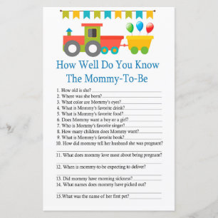 Toy train How well do you know baby shower game