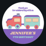 Toy Train Kids Birthday Party Favour Classic Round Sticker<br><div class="desc">Cute party favours for kids,  boys or girls who train and railway. Perfect for kids birthday party,  party favours and thank you label. You can also customise the text for baby shower or other occasion and party.</div>