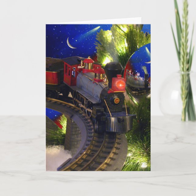 Toy Train Magic Holiday Card (Front)