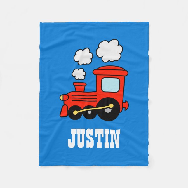 Toy train personalised fleece blanket for kid (Front)