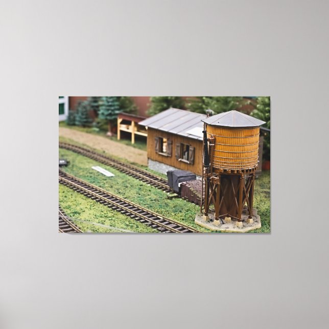 Toy Train Platform Water Tower Canvas Print (Front)