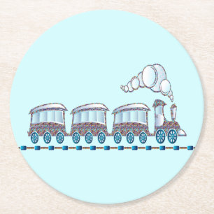 Toy Train Round Paper Coaster