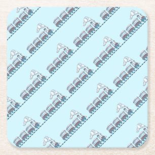 Toy Train Square Paper Coaster