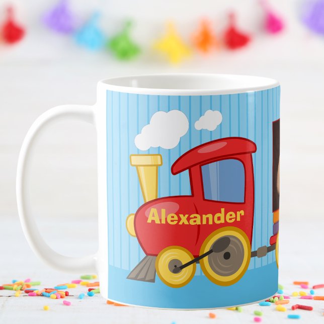 Toy Train Toddler Boy Birthday Blue Coffee Mug (Creator Uploaded)