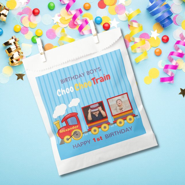 Toy Train Toddler Boy Birthday Blue Favour Bags (Creator Uploaded)