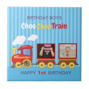 Toy Train Toddler Boy Birthday Blue Tile