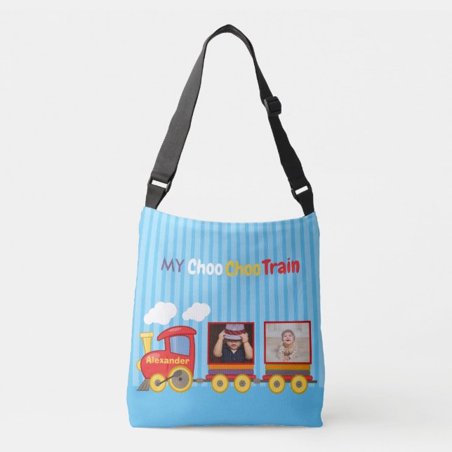Toy Train Toddler Boys Birthday Blue Crossbody Bag (Front)