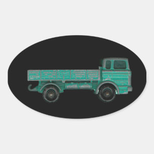 Toy truck photo vintage flatbed for movers haulier oval sticker