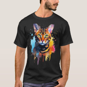 Toyger Cat Face Colourful Splash Art T-Shirt
