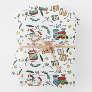 Toyland Classic Christmas Nostalgic Toys Wrapping Paper Sheet