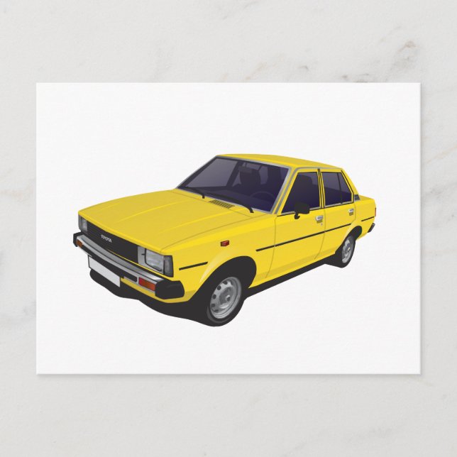 Toyota Corolla DX KE70 4-door yellow Postcard (Front)