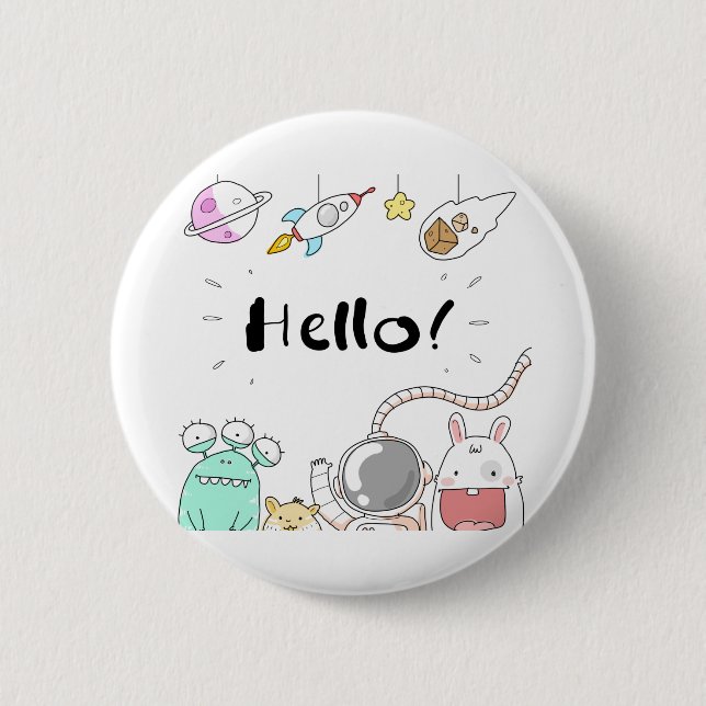 Toys Astronaut Rocket Planet Galaxy Alien Monster. 6 Cm Round Badge (Front)