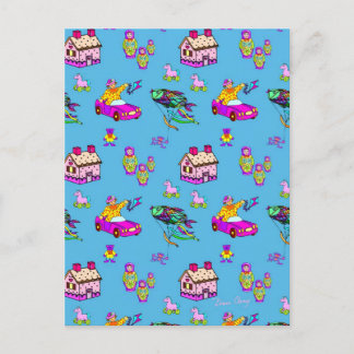 Toys – Pink Dollhouses & Turquoise Kites Postcard