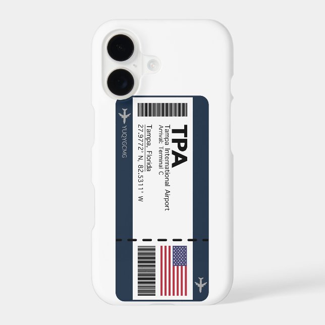 TPA Tampa Boarding Pass - Florida iPhone Case (Back)