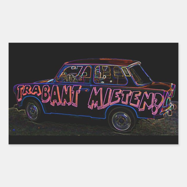 Trabant Car for Rent(Mieten),Black Back Rectangular Sticker (Front)