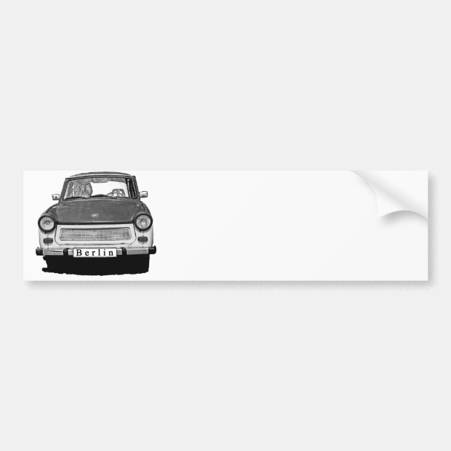 Trabant Car Front, Black and White,  Berlin Bumper Sticker (Front)