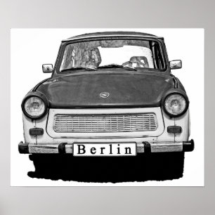 Trabant Car Front, Black and White,  Berlin Poster