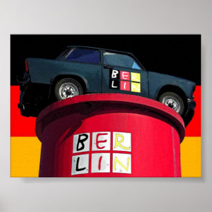 Trabant Car & German Flag, Berlin Poster