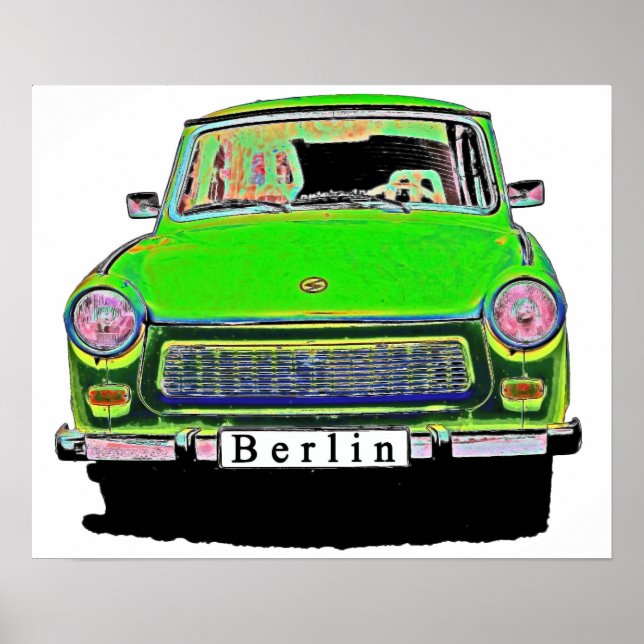 Trabant Car in Green, Berlin Poster (Front)