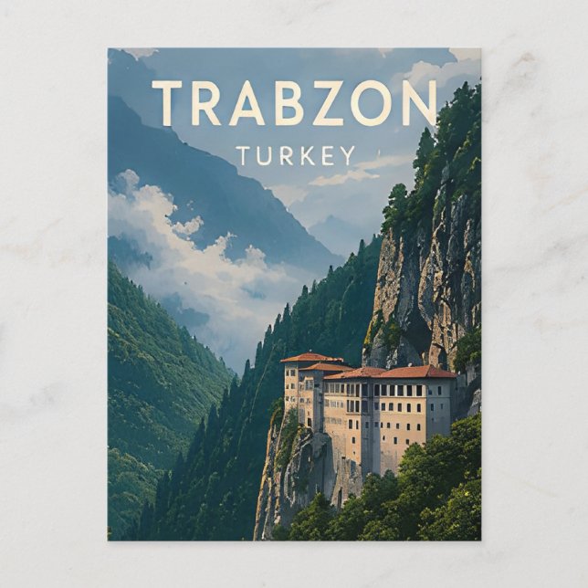 🌲 Trabzon Turkey Mountain Monastery Valley Views Postcard (Front)
