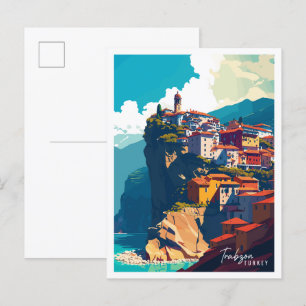 Trabzon Turkey vintage travel illustration Postcard
