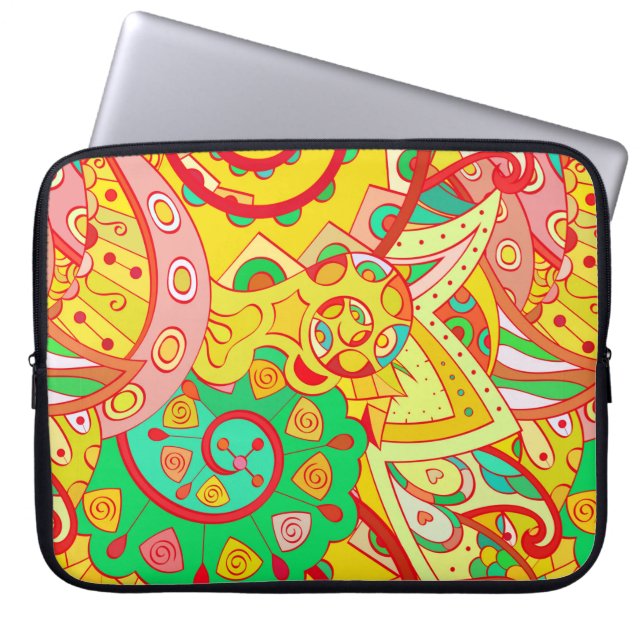 Tracery seamless pattern. Mehndi design. Ethnic co Laptop Sleeve (Front)