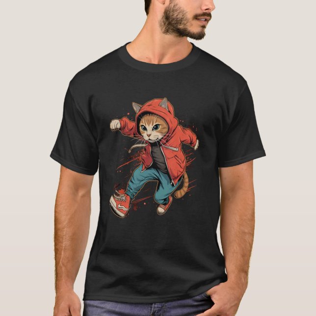 Traceur Cat on Parkour T-Shirt (Front)