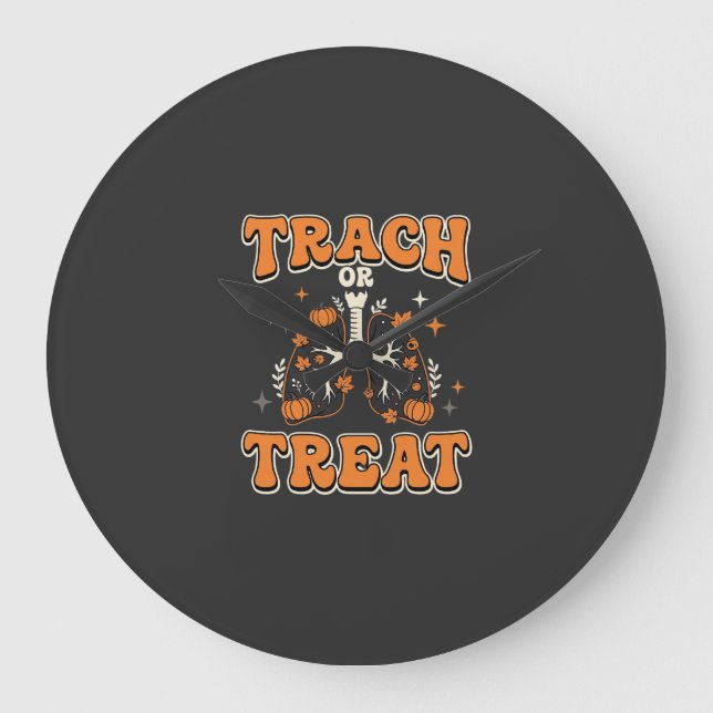 Trach or Treat Halloween Respiratory Design Large Clock (Front)