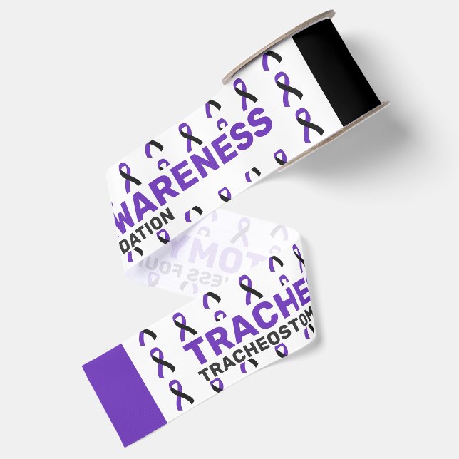 Tracheostomy Awareness Pattern Ribbon Grosgrain Ribbon (Front+Back)